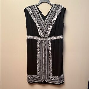 INC International Concepts Black Dress with White Geometric Design